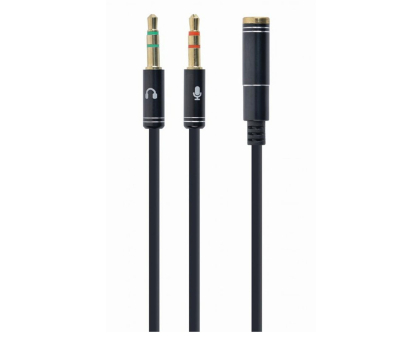 Kabel i złączka Gembird Adapter audio 4PIN do 2x3.5mm mini Jack męski, czarny